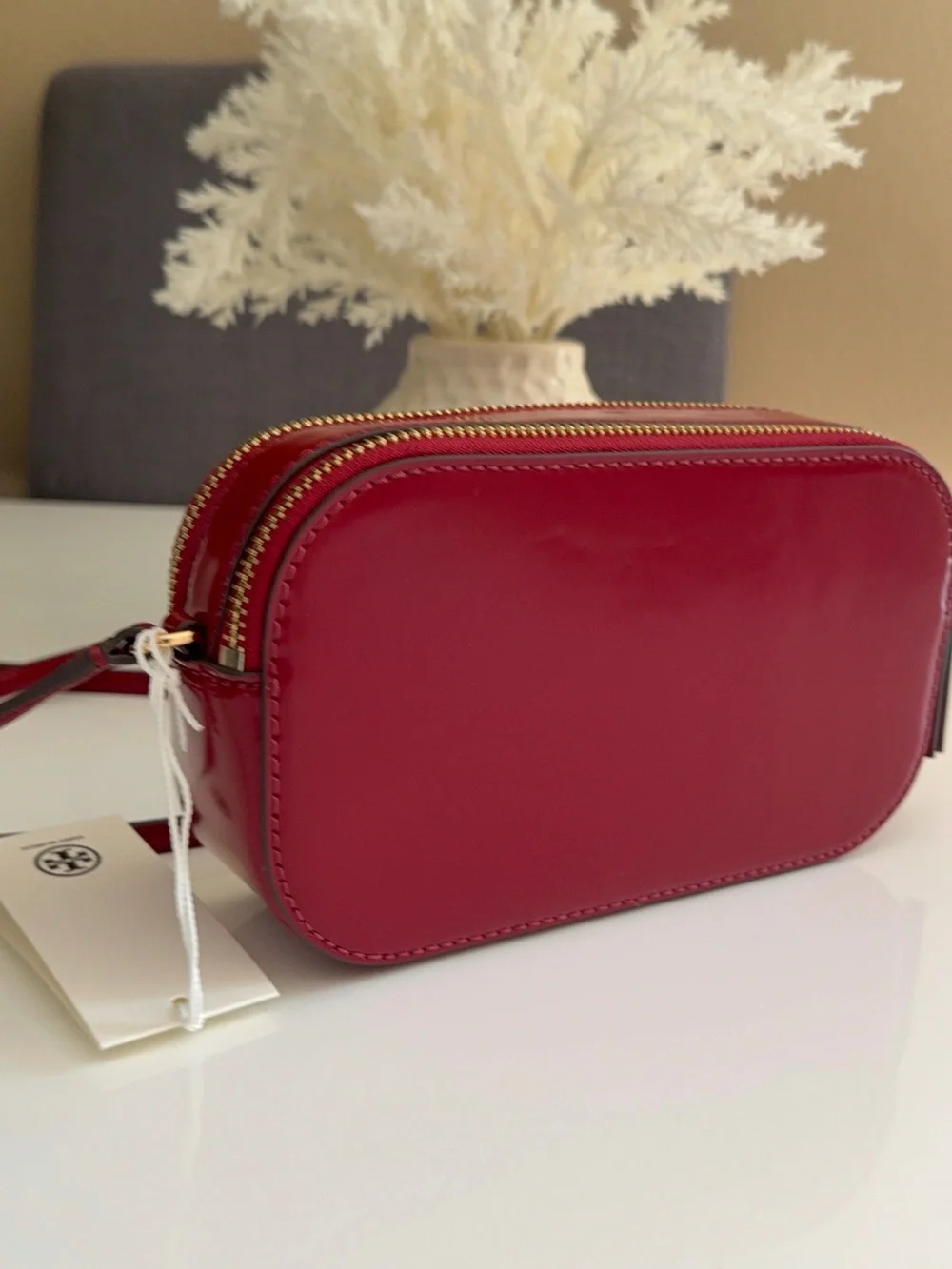NWT , tory burch smooth camera crossbody bag bartlett red 176890 $425